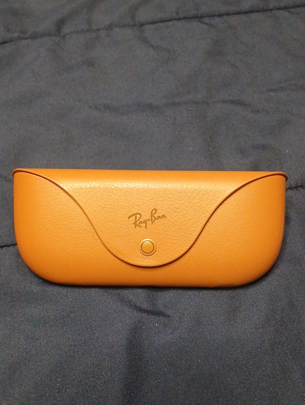 Ray-Ban Tan Leather Sunglasses Case with Snap Closure